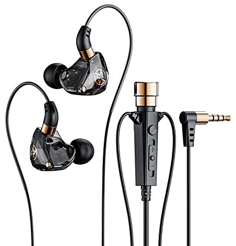 Ghs971 - Cuffie cablate da 3,5 mm con microfono, auricolari HiFi, per streaming Vedio, karaoke, per telefoni cellulari (nero, taglia unica)