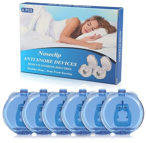Schnarchstopper, Anti Schnarch Nasenclip,6 Stück Anti Schnarch Magnet Nasen-Clip Schnarchschiene Nasenspreizer mit Unabhängige Verpackung Aufbewahrungsbox (Blau)