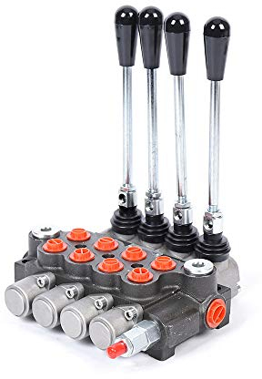 LUNICASHA Hydraulik Steuerventil, Hydraulik Handsteuerventil 4 Fach, Hydraulisches Manuell Wegeventil, Hydraulisches Richtungsventil, Einstellbar Hydraulikventil für Traktoren, Laster, Tanks