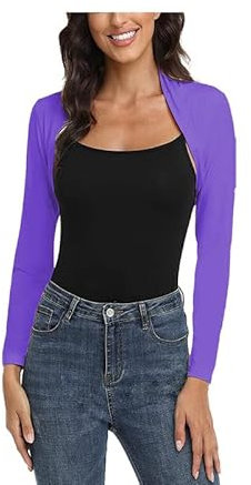 R&N FASHIONS - Cardigan da donna tinta unita increspato a maniche lunghe, aperto sul davanti, stile alla moda, elegante, sofisticato, confortevole e versatile, Viola, 10-14