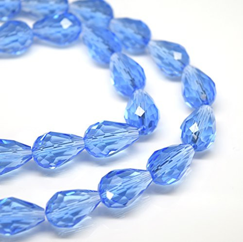 Faceted Teardrop Glass Beads for Jewellery Making (8X11MM (55PCS), Ice Blue)