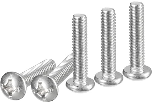 DTGN 50 Stück #12-24x1 Pan Head Maschinenschrauben UNC Vollgewinde | Schrauben Bolzen Set, 304 Edelstahl, Phillips-Antrieb, helle Oberfläche