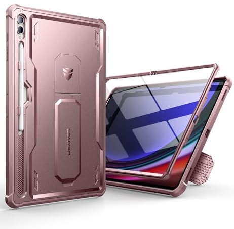 Dexnor for Samsung Galaxy Tab S10 Ultra/S9 Ultra/S8 Ultra Case, [Built in Screen Protector and Kickstand] Heavy Duty Military Grade Protection Shockproof Protective Cover - Pink