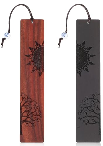 TIESOME Vintage Lesezeichen aus Holz mit Anhänger, 2 Stück, handgefertigte Holz Lesezeichen für Buchliebhaber Retro Seitenmarkierungen einzigartige Lesezeichen Geschenke für Frauen Männer(A)