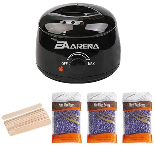 Waxing Warmer Wax kit for Hair Removal Wax Pot for Waxing Professional with Bowl 3 Bags Wax Beads and Applicator Sticks at Home Wax Machine for Full Body Waxing (Lavender Black Pot)