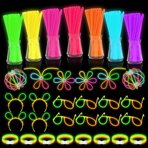 JIJI&CUI Super Bright Knicklichter, 378 Leuchtstäbe Knicklichter Set, Neon Leuchtstäbe Party Pack, Leuchtspielzeug für Kinder Leuchtarmbänder, Neon-leuchtendes dunkle Party
