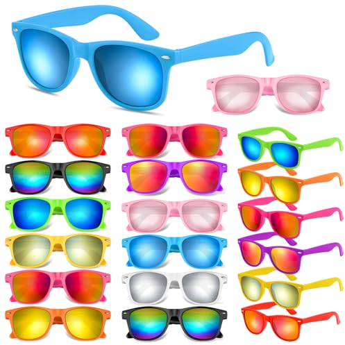 Morcheiong 20 pezzi occhiali da sole per feste al neon unisex stile retrò bomboniere compleanno spiaggia forniture per feste in piscina, 10 colori