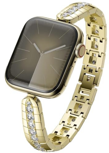 LUXIMAL Correa compatible con Apple Watch para mujer de 38 mm, 40 mm, 41 mm, 42 mm, 44 mm, 45 mm, color dorado
