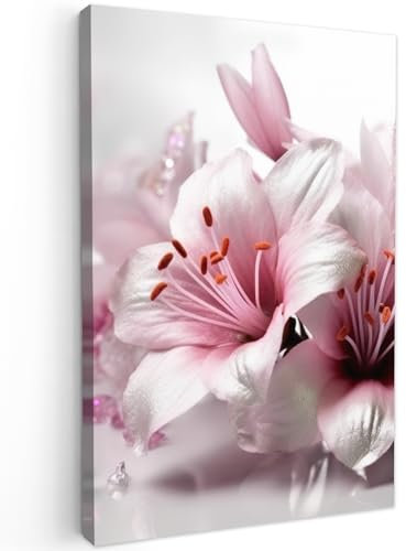 MuchoWow© Impression sur Toile Peinture 40x60 cm Tableau Mural Decoration Salon Reproductions de Tableaux Murale Moderne Fleurs - Lys - Sakura - Rose - Nature