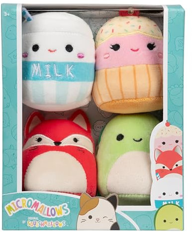 Squishmallows Micromallows SQMM0007-4er Pack, superweiche Mini, 6,5 cm Plüschfiguren