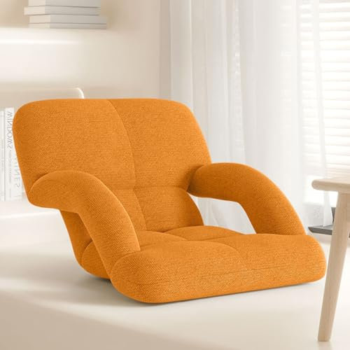 ASIAD Klappbarer Bodenstuhl Mit Armlehnen Und Kissen, Faules Schlafsofa Bodensofa Liegenfunktion Meditationsstuhl Fensterstuhl Für Schlafzimmer,1