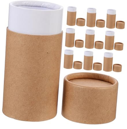 Mikinona 10 Stück Schachtel Verpackung aus Papierrohr kraftpapier box geschenkverpackung Papierteller Container Pappröhren mit Deckel Kartonröhren zum Basteln Tee Papier kann rundes Papier