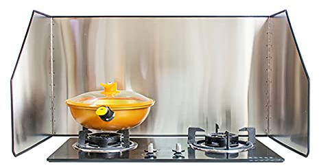 Hhmmei2024-23 Spritzschutz 3-seitige Splatter Guard Edelstahl Küche Kochen Bratpfanne Öl Splash Gas Herd Schild Anti Splatter Protector Guard Küchen-Spritzplatte (Size : 80 * 70 * 45cm)