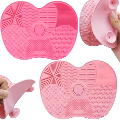 2 PCS Makeup Brushes Cleaner Mat,Make up Brush Cleaner,Portable Makeup Brush Silicone Cleaning Pad, Washing Tool for Makeup Brushes