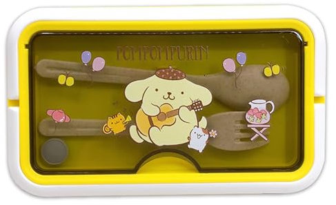 Roffatide Cartoon Pudding Hund niedlich gedruckt All-in-One Bento Boxen mit Griff Kawaii 4-Punkt-Schloss Typ Lunch Box Behälter für Lebensmittel Obst Snack