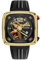Nubeo Men's 45mm Ecliptic Retrograde Dual Time Limited Edition Golden Black Watch with Rubber Strap NB-6096-05