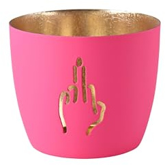 Giftcompany Windlicht Madras Mittelfinger Eisen Höhe 8,5 cm hot pink Gold