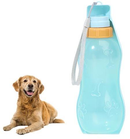 Portable Dog Water Bottle,350ml Foldable Dog Water Bottle for Walking,Dog Travel Water Bottle-Comfortable Easy Drinking,Dog Cat Pet Outdoor Drink Cup with Water Bowl (Blue, 350ml)