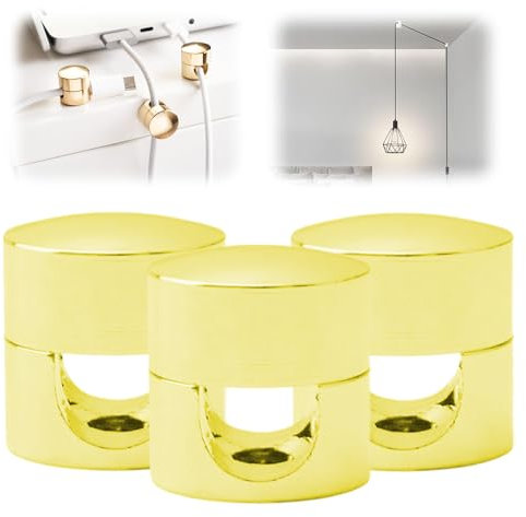 Cable Organizer Clips, 2024 New Magnetic Cable Organizer Storage Holder with Strong Adhesive, Wire Holder Organizer Phone Charging Cable Keeper for Home Office Car Desk (Gold, 3Pack)