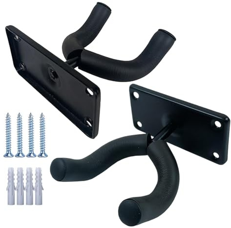 usefulbeauty - Soporte para guitarra de pared, gancho de guitarra (2 x soporte de pared para violín, gancho de guitarra de metal con 4 tornillos, 4 tubos de extensión para bajo, guitarrista