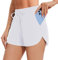 AKKQHH Sport Shorts Damen Sporthose Kurz mit Tasche Sommer Atmungsaktive Laufhose Schnelltrocknende Running Fitness Yoga Trainingshose Jogginghose(Weiß,L)