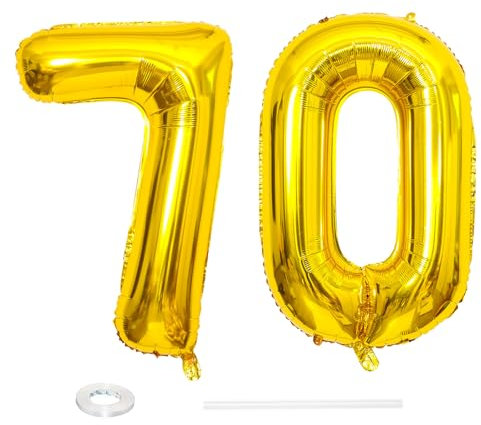 ParPix Luftballon 70 Geburtstag Deko, 32 70 Luftballon Zahl, Gold, 2 Stück, Unisex – Erwachsene, Kinder, Hochzeit, Geburtstag, Jahrestag