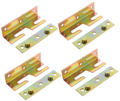 CHILDWEET 4 Stück Bettgitterbeschläge Für Holzbettrahmen Kopfteilhalterungen Stabile Metallverbindungen Installieren Universell Einsetzbar