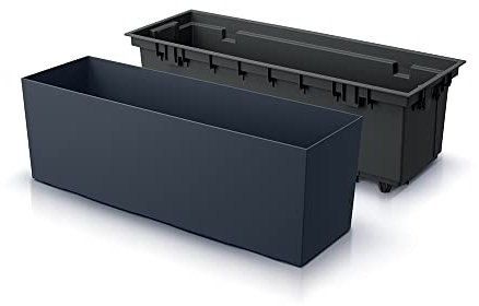 Tymar - Fioriera rettangolare alta per esterni, protezione da sguardi indiscreti, allungata, colore antracite, 58 x 18 x 20 cm