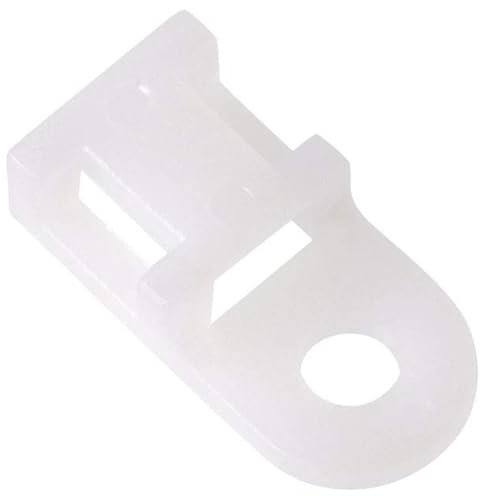 TA-VIGOR Nylon-Kabelbinder-Halterung, 19,6 mm x 9,5 mm x 5 mm, Sattelbefestigung, Kabelbinder, verstellbarer Kabelbinderhalter mit Schrauben und Bändern für Draht- und Kabelordnung, Weiß, 100 Stück