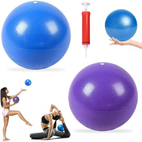 3 Stück Gymnastikball Klein Pilates-Ball, Soft Yoga Ball, 22-25cm Balls mit Aufblasbarem Strohhalm, Rutschfester Gymnastikball, Kleiner Pilates-ball für Yoga, Zuhause, Balance, Physiotherapie