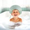 FUSACONY Kinder Duschhaube – Augenschutz Haare Waschen Kinderschutz – Verstellbarer Baby Shampoo Schutz – 22 Einstelllöcher für Kinder ab 6 Monaten bis Erwachsene (Staubblau)
