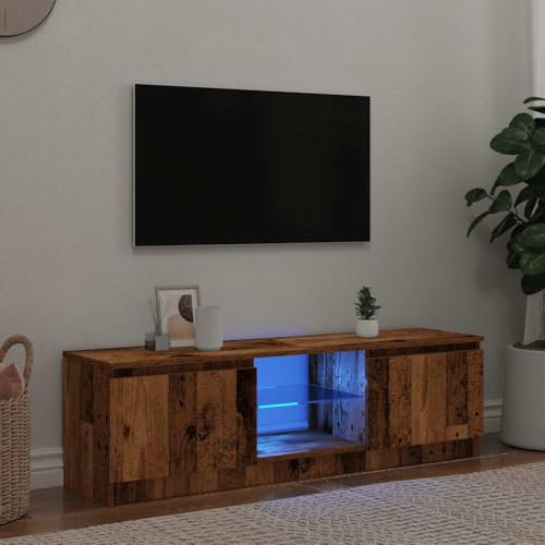 LumFurni Meuble TV avec lumières LED Vieux Bois Bois d'ingénierie