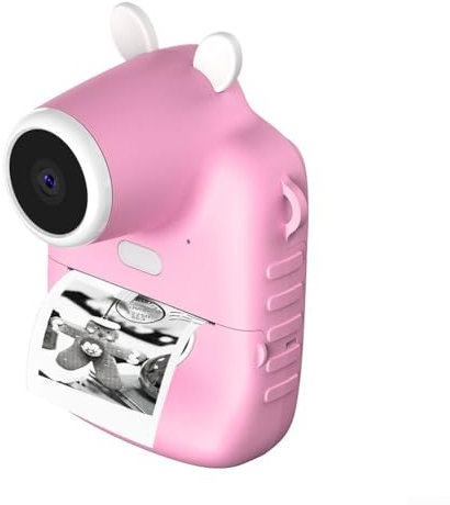 Fotocamera istantanea per bambini, fotocamera digitale rosa per bambini, dotata di carta senza stampa a inchiostro, cavo dati, tracolla portatile