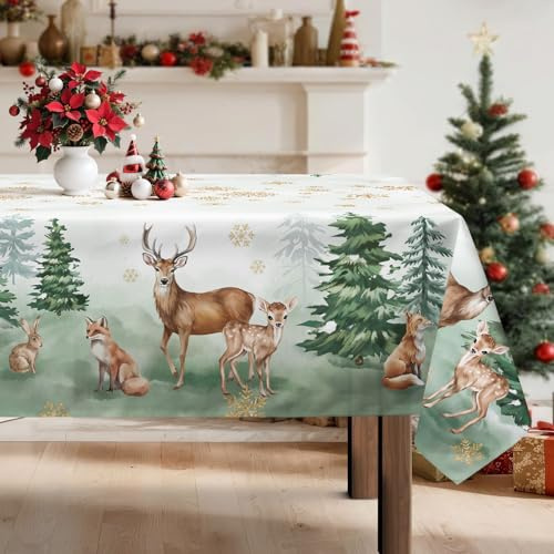 Arquiel Weihnachten Polyester Tischdecke Rechteckig 152 x 304 cm Waschbar | Waschbare Polyester-Tischdecke mit dekorativem Muster-Motiv, wasserabweisend und pflegeleicht für Küche, Esszimmer, Feste und