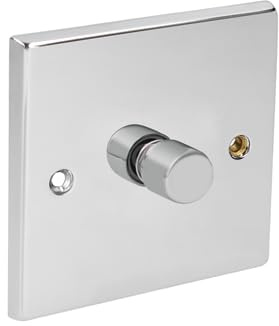 CED Chrome Dimmer Switch, 1 Gang 1 Way, Polished Chrome Finish, 250W, WCDR250/11W