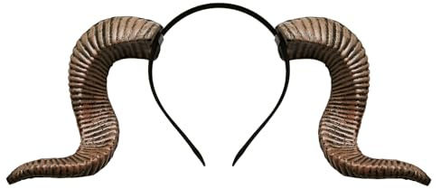 FakeFace Schaf Bock Hörner Kostüm Schaf Horn Stirnband Haarreif Widder Geweih Teufelshörner Dämon Hörner kopfschmuck für Halloween Fasching Gothic Kostüm Cosplay