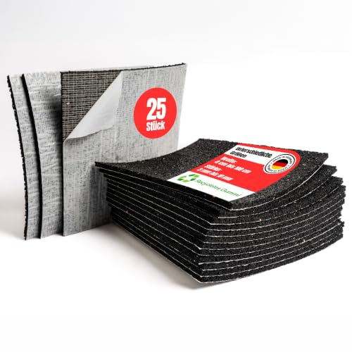 GMP Bautenschutzmatte 25 Stück selbstklebend 8 mm x 30 cm x 30 cm | Terassenpads zugeschnitten | Gummigranulatmatte für Oberflächenschutz | Unterkonstruktion WPC, Fliesen, Dielen | Verschiedene Größen