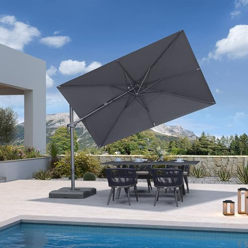 PURPLE LEAF Parasol Déporté 3 x 2 m Rectangulaire UPF 50+ Gris Graphite | Version Premium, Bloque plus de 98% des UV, 2x plus durable, Inclinaison bidirectionnelle, Ombre ajustable selon le soleil