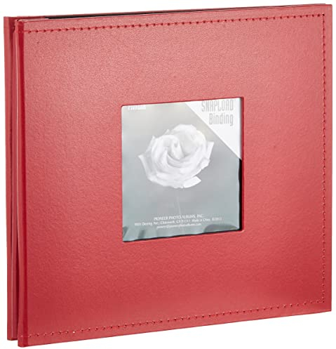 Pioneer Bucheinband, 20,3 x 20,3 cm, Schnappladung, genähter Kunstleder-Rahmen, Rot