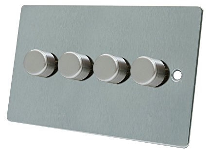 AET FSC4GDIM40 Satin Chrome Flat 400W-10 Amp 4 Gang 2 Way 400W Light Dimmer Switch, 400 W, 240 V