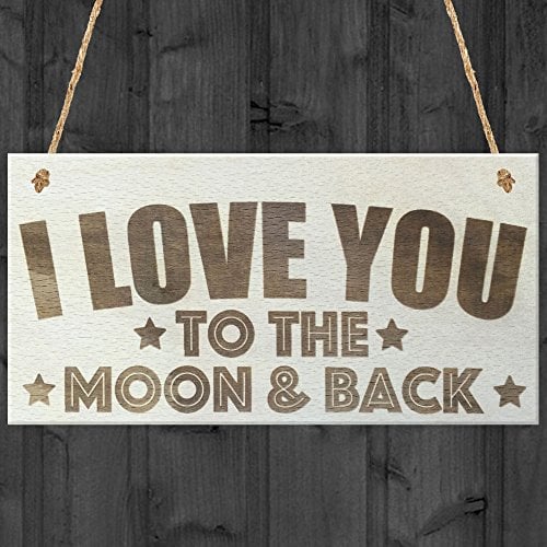 Red Ocean I Love To The Moon And Back Wooden Hanging Plaque Love Gift Sign