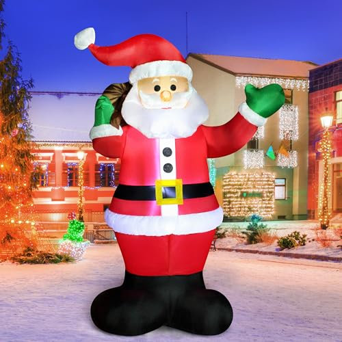 Joiedomi 1.8M/ 6FT Weihnachten aufblasbare Santa mit Geschenk-Sack, Blow Up Xmas aufblasbare Dekorationen mit Build in LEDs für Weihnachtsdekoration, Yard Outdoor Garden Lawn Winter Dekorationen