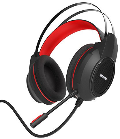 Cascos Gaming Ozone Gaming Ekho H30 - Auriculares Con Microfono - Compatible Ps4, Xbox One, Windows - Sonido Estereo, Diadema Ajustable, Micro Cancelacion De Ruido, Mini-Jack, Negro/ Rojo