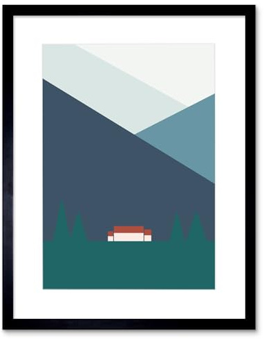 Wee Blue Coo Geometric Shapes Scottish Highland Croft Home Scotland Framed Art Print