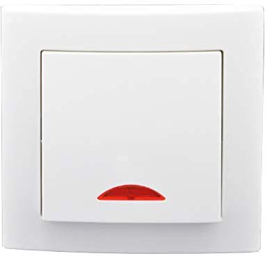 LINA Lichtschalter Wandschalter mit Leuchte VDE UP WEIß mit Rahmen von LUXUS-TIME