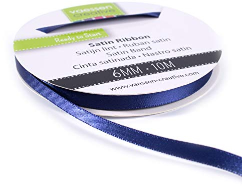 Vaessen Creative 301002-1014 Satinband Dunkelblau, 6 mm x 10 Meter, Schleifenband, Dekoband, Geschenkband und Stoffband für Hochzeit, Taufe und Geburtstagsgeschenke, 6MM