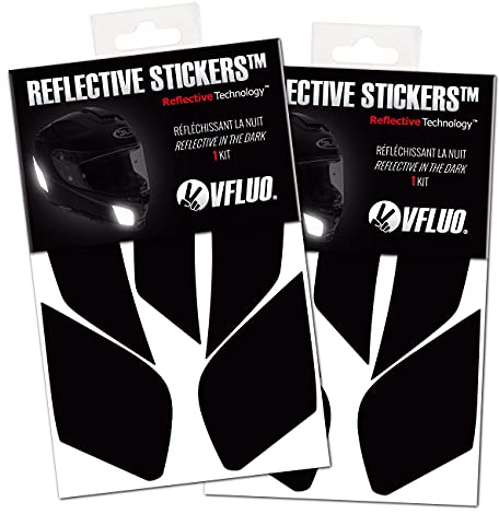 VFLUO RPHA70™,(2er Set) Kit 4 reflektierende Aufkleber HJC RPHA70™, kompatibel mit Allen Motorradhelmen, 3M Technology™, Schwarz