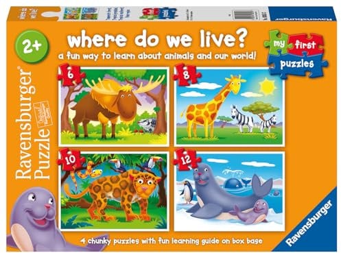 Ravensburger Where Do We Live My First Jigsaw Puzzles for Kids Age 2+, Educational Toys