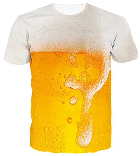 Loveternal 3D T-Shirt Herren Bier T-Shirts 3D Druck Tee Shirt Cool Beer Grafik Kurzarm Oberseiten T-Stücke 3XL