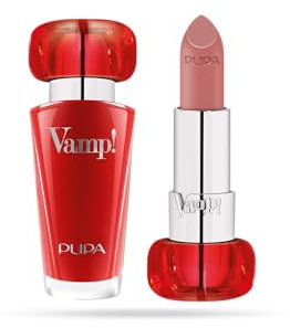 Pupa Rossetto Vamp! 102 Rose Nude - Rossetto dal Colore estremo con Trattamento volumizzante per Labbra rimpolpate (disponibile in 24 Varianti Colore)